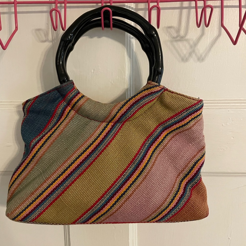Forever by Fossil mini bag, clutch. Boho style with wooden handles